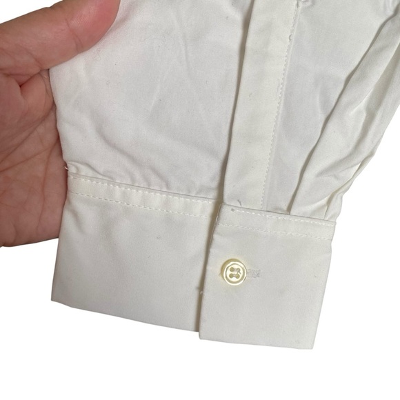 LOFT Gray Knit Mixed Media Top Small White Poplin Sleeve Pullover Blouse - Picture 3 of 11